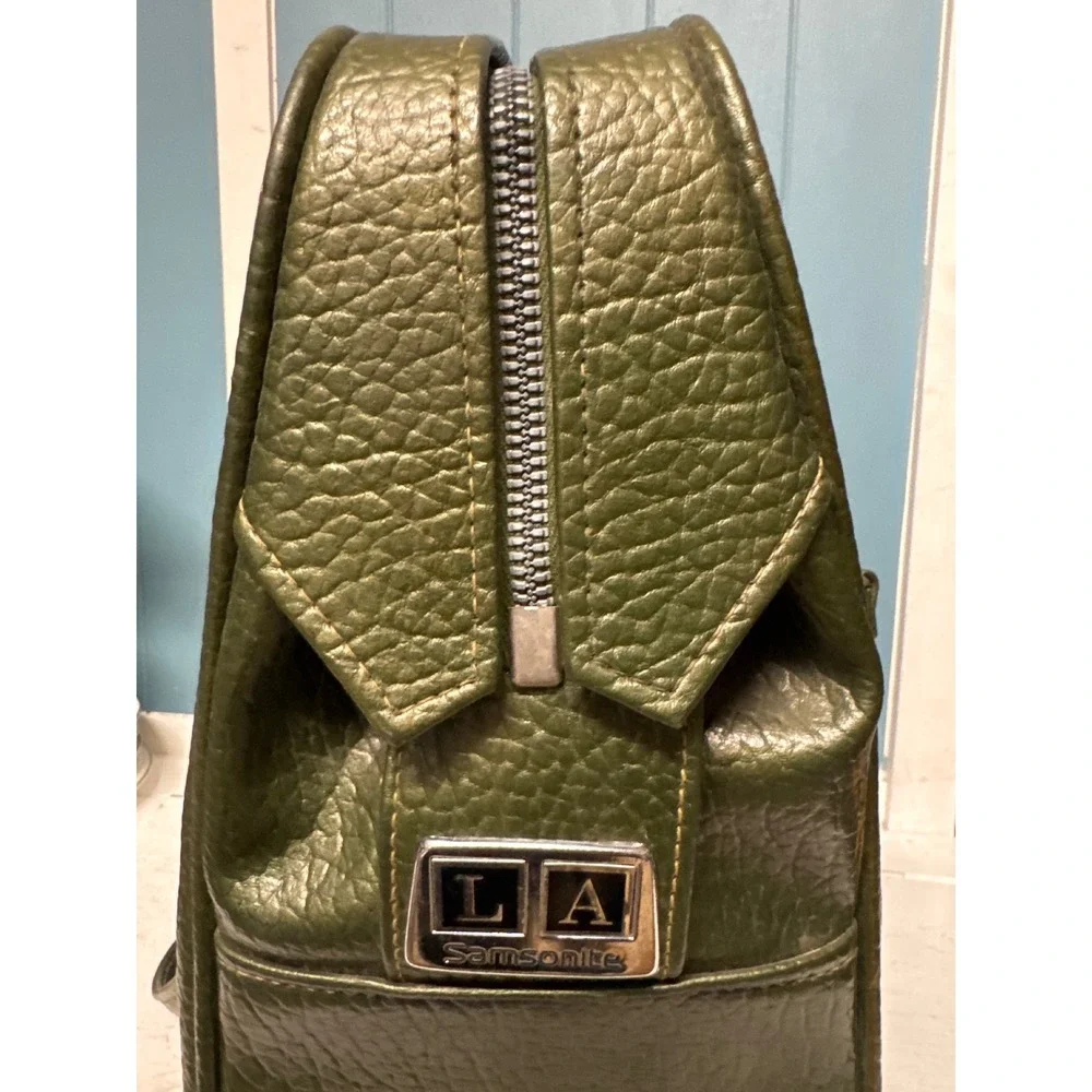 Vintage Samsonite Silhouette Olive Green Pebbled Carry On Travel Bag Case